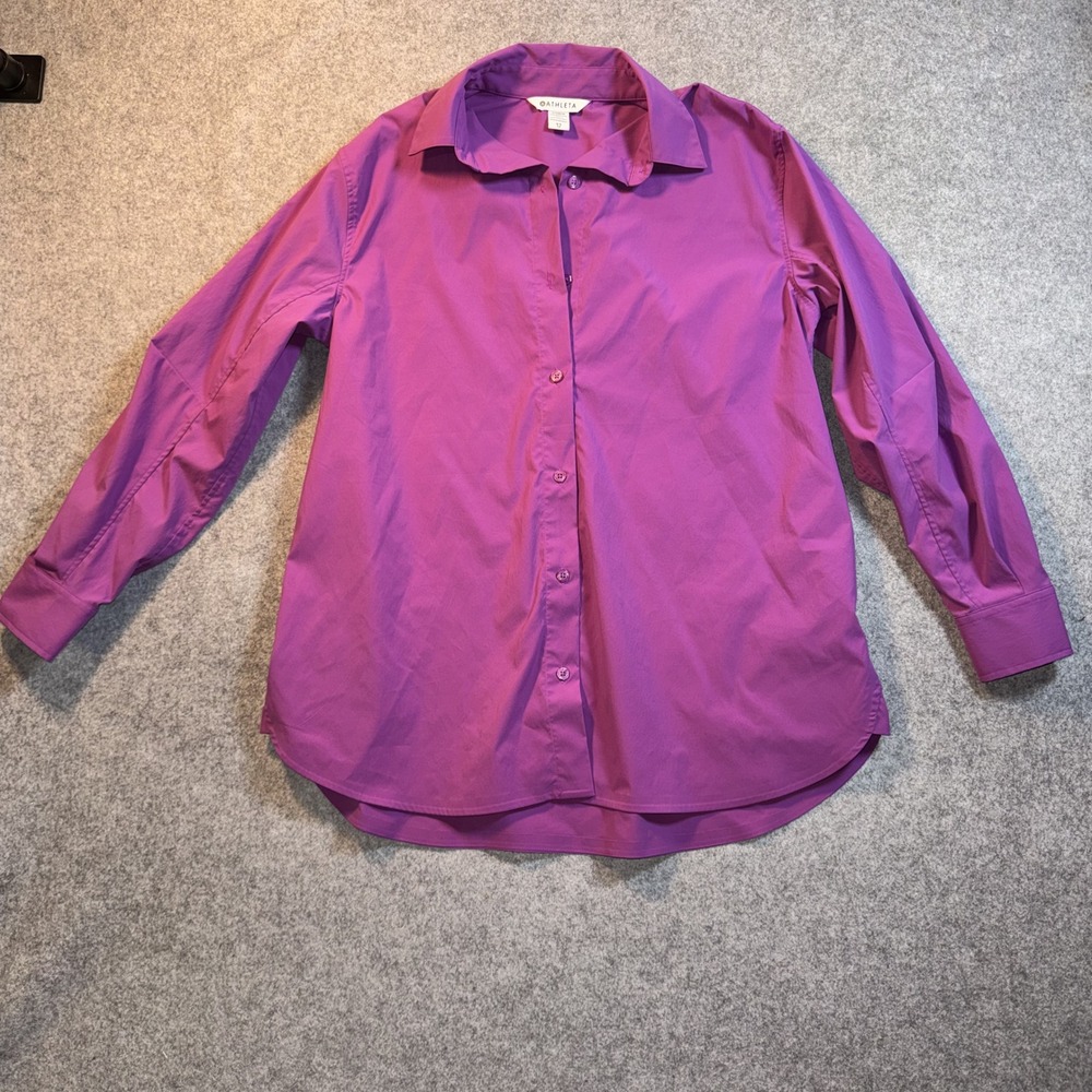 Athleta Magenta Button-Down Shirt